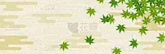 蓝色枫木和日式云彩背景