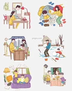 寒假爸爸带女儿写作业手绘插图图片大小2000x2519px 图片尺寸2.53 MB 来自PNG搜索网 pngss.com 免费免扣png素材下载！父女#寒假#卡通手绘#靠垫#绿色植物#落地灯#洒水壶#收音机#条纹毛衣#拖鞋#温馨#写作业#游戏手柄#