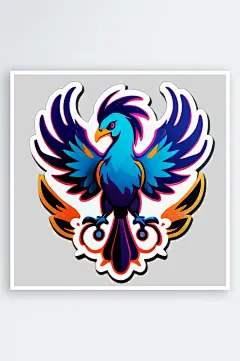 童趣凤凰卡通插画装饰贴图图案-众图网