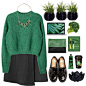 A fashion look from September 2015 featuring green top, long skirts and black flats. Browse and shop related looks.