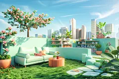 C4D家居电商搭建户外场景