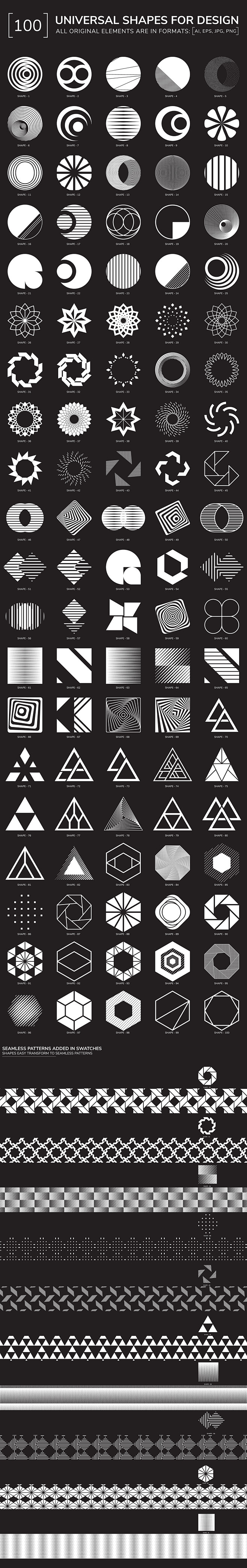 100 geometric shapes...