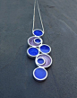 Geometric Between Circles Pendant in sterling silver and enamels by Virginia Arias: 