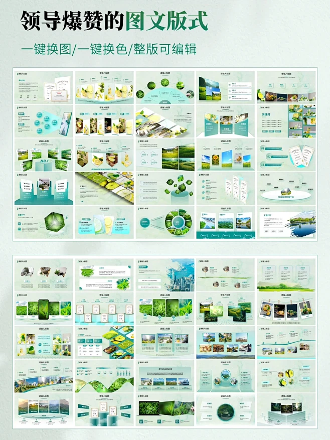 80页合集｜绿色系多图排版ppt模版，太绝了！-花瓣网