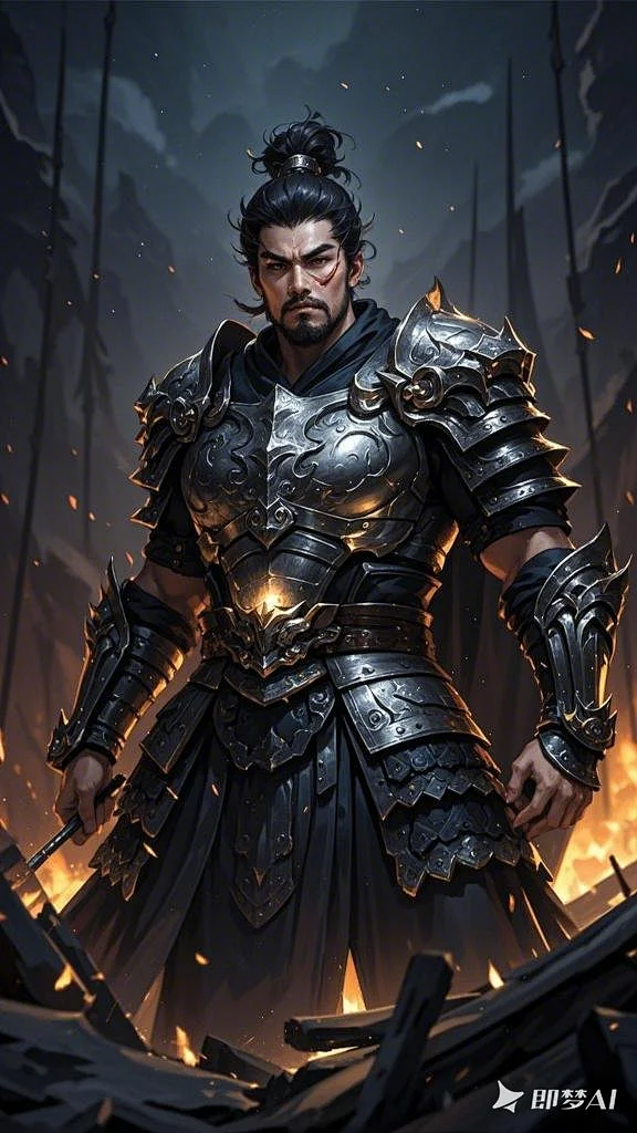 夏侯惇，独眼，（脸部带着伤疤，更显威武 ）他的气势逼人，（让敌人闻风丧胆 ），32K，高清画质。(22)-花瓣网