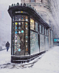寒冬里的纽约，像印象派绘画一样美丽的街角。摄影师 Michele Palazzo ​​​​