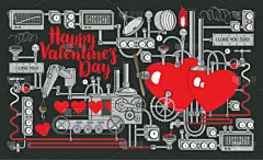 valentine card or banner with factory love