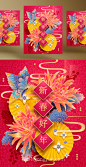 2019猪年农历新年菊花蝴蝶装饰矢量海报素材 :  
