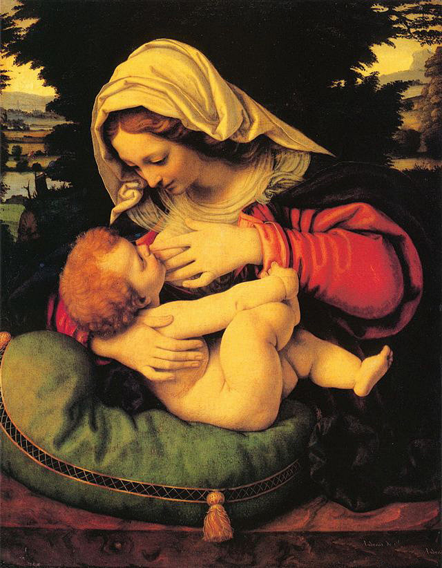 索拉里 著名油画作品《绿垫圣母子》
