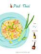 #美食# #插画# #色彩# Thai food--Pad Thai  :  I like traveling to Thailand.Thai food is so delicious.