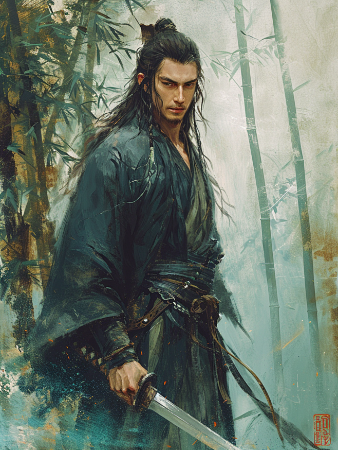 AI国风武侠角色概念设定图集 古风武侠人物服装设计素材 插画临摹-淘宝网