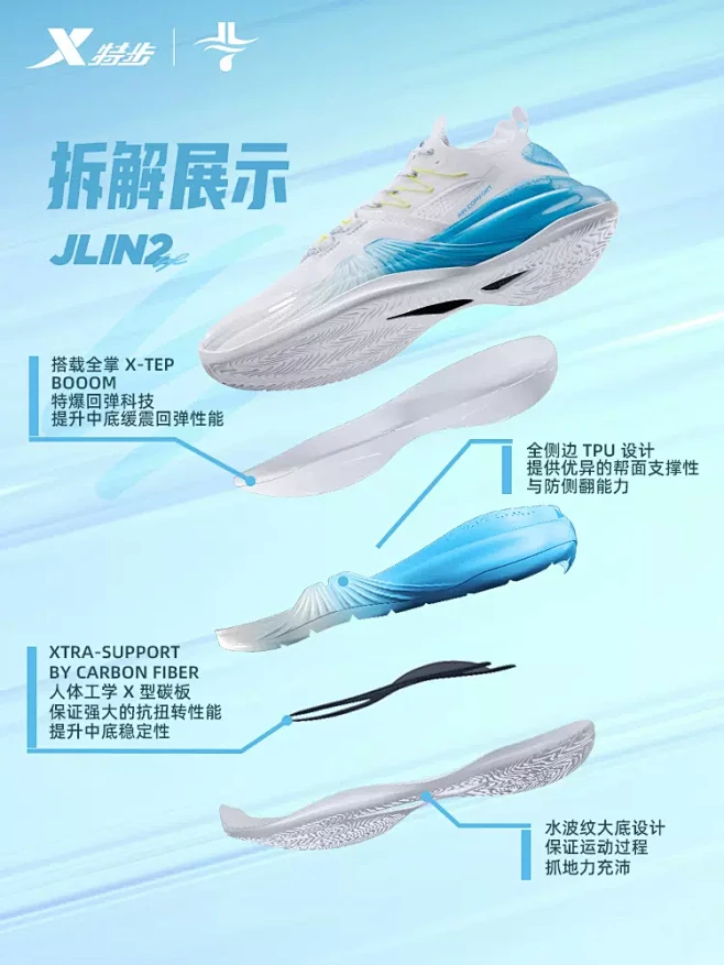 JLIN2se丨特步篮球鞋男林书豪二代夏...