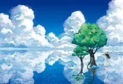 梦境般浪漫唯美的治愈系日式场景插画图片