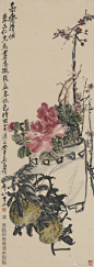 葡萄挂藤，葫芦低悬，石榴正好，荔枝满树，来#吴昌硕书画篆刻特展#，看百年前的画家如何描绘一个水灵而“好吃”的夏日世界~ ​​​​