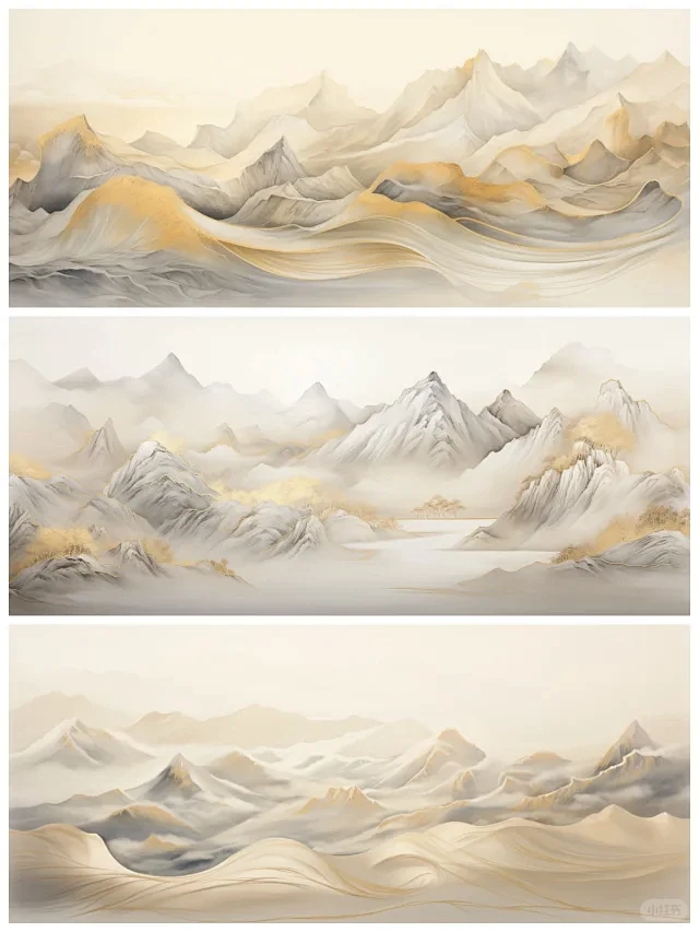 千里江山-点缀金|国风山峦线条画