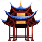 亭子中国风中秋节元素贴纸   