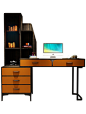 小书桌子办公桌学生简易卧室家用书架柜组合一体台式电脑写字台桌
