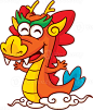 a cartoon dragon sitting on top of a cloud with its eyes closed and tongue out