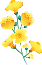 绿色黄色植物惊蛰插画中国风花卉节气立春彩色图片