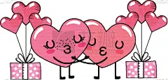 伴侣,动物心脏,漫画,可爱的,华丽的,自然美,永远,爱,复古,庆祝