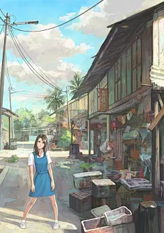 马来西亚插画师FeiGiap插画作品｜少女与城市