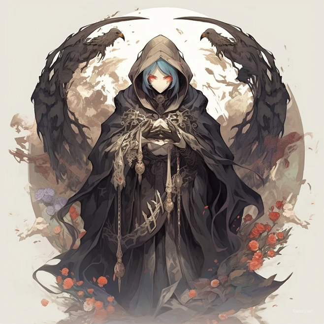 AI绘画_Prompts_Creationistlife_black_robed_angel_with_skull_face_in ...