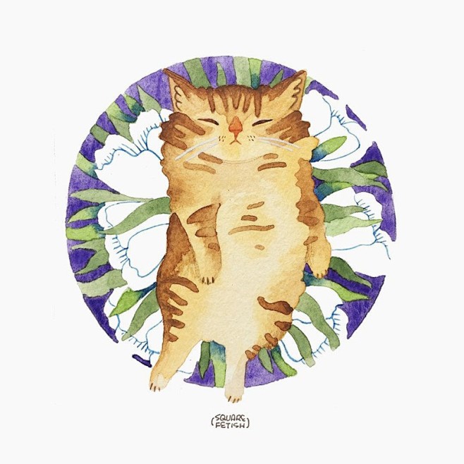 猫咪清新手绘插画