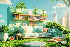 C4D家居电商建模户外场景渲染