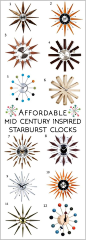 Affordable Starburst Mid Century Modern Clock Options || Sew at Home Mummy