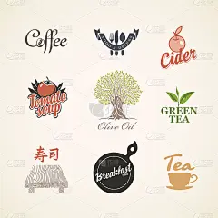 以餐饮为主题的系列logo