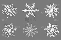 平面风格冬季雪花矢量插图。