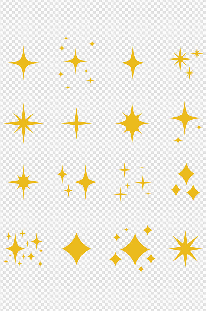 简约金色星星光效图标星光闪烁免扣元素