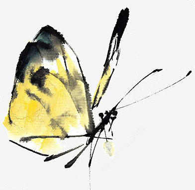 水墨画蝴蝶高清素材 水墨画 蝴蝶 免抠p...