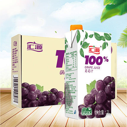 汇源100%葡萄汁青春版1000ml*5...