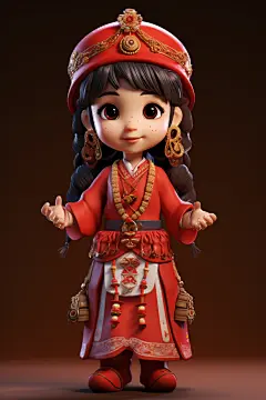 苗族少数民族孩童人物模型