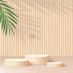 抽象背景与奶油色几何3d讲台。矢量插图。
