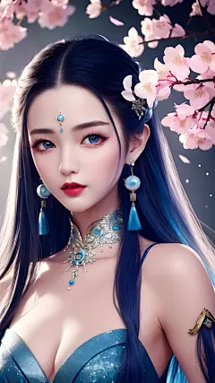 「AI绘画」高清壁纸海蓝色古装高清美图-今日头条