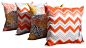 Zazzle Orange Chevron and Blooms Citrus Yellow Outdoor Throw Pillow - Set of 4, contemporary-outdoor-cushions-and-pillows