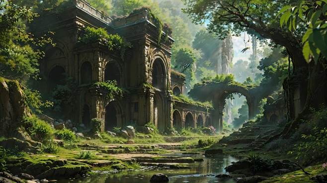 AI丛林遗迹场景设定图集 影视游戏场景概念设计 背景插画临摹-淘宝网-花瓣网