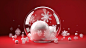 empty-glass-snow-ball-isolated-red-background-bright-color-generative-ai