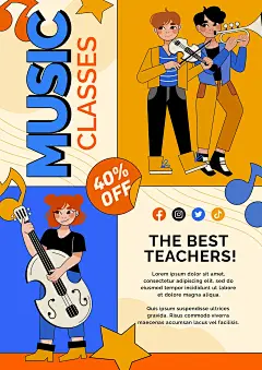 大气吉他乐器班宣传海报