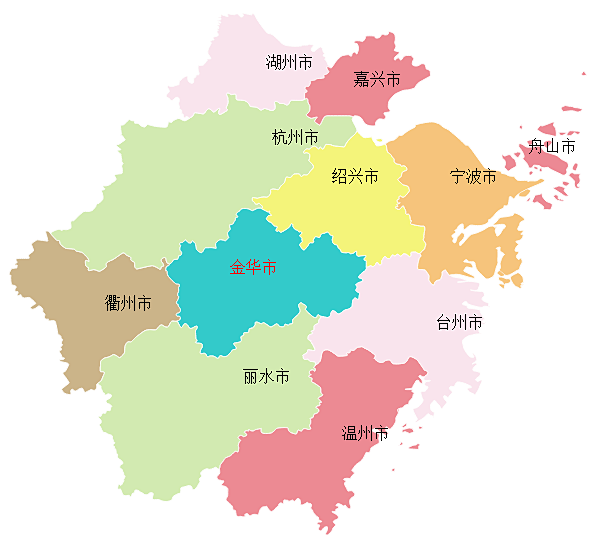 html5 svg浙江地图map省市地区...