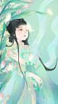 古风花卉美人GIF动图