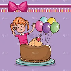 生日贺卡和小女孩