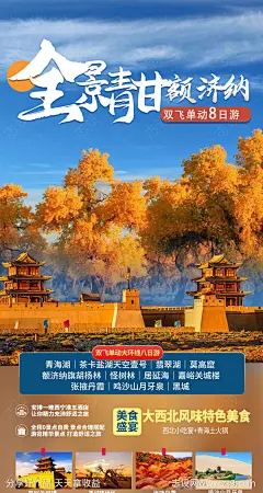 全景青甘额济纳旅游海报-源文件-志设网-zs9.com