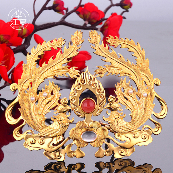 江夏堂 传统汉服发冠 S925纯银镀金祥...