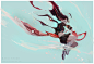 Anime 5088x3512 Kill la Kill women with swords Senketsu anime girls sailor outfit small boobs thighs thick thigh female warrior jumping hair blowing in the wind long hair multi-colored hair black hair redhead Matoi Ryuuko 2D looking at viewer blue eyes re