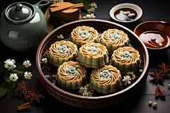 中秋月饼茶点摆盘