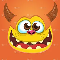 有趣的卡通怪物人物面部表情。插图可爱和快乐的神话外星生物。万圣节设计