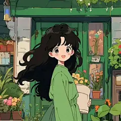 好看的绿色系少女头像-小北爱壁纸